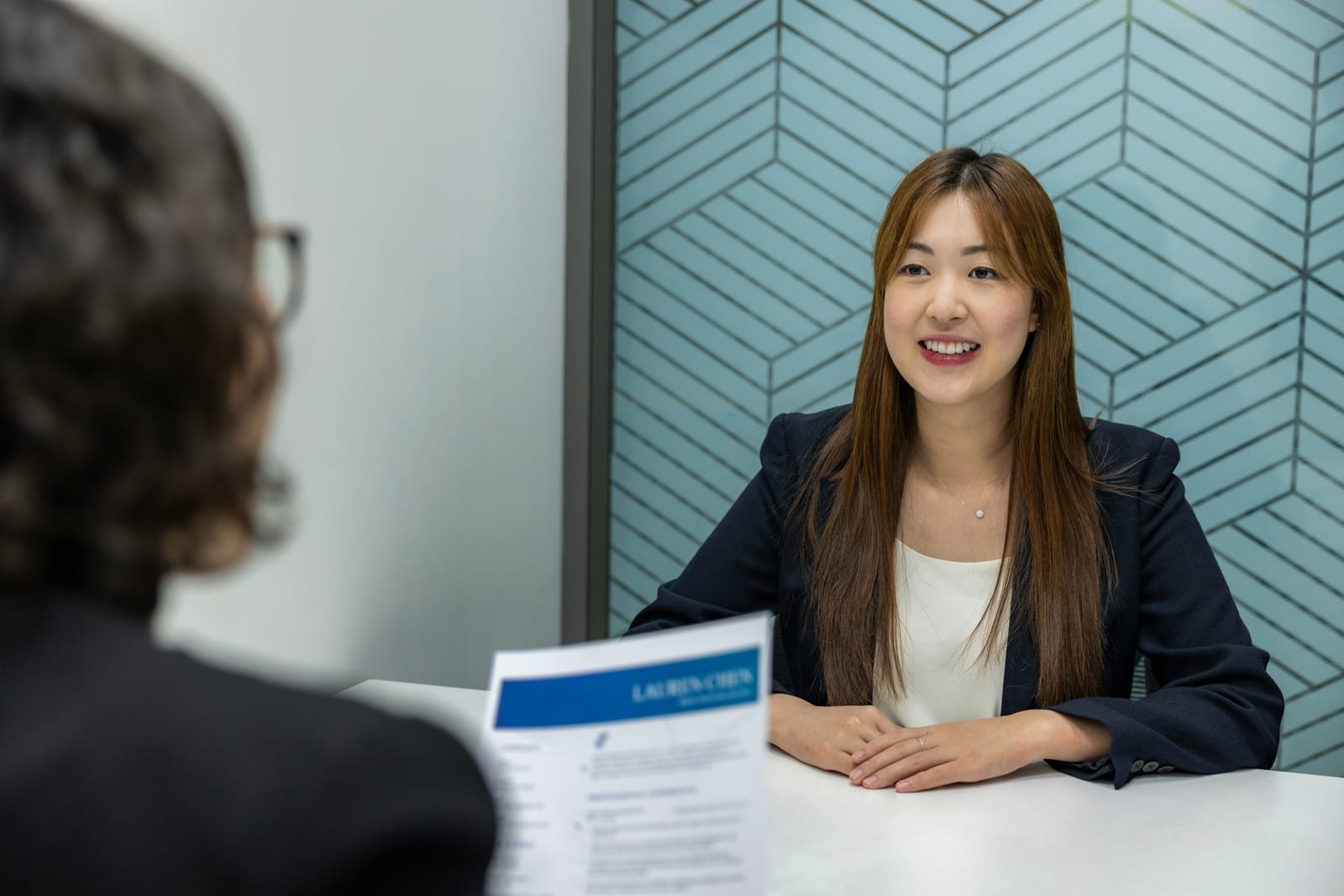 A professional candidate in a career conversation with an Altera consultant